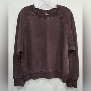 Mono B Dark Brown Lace Detail Crew Neck Sweatshirt